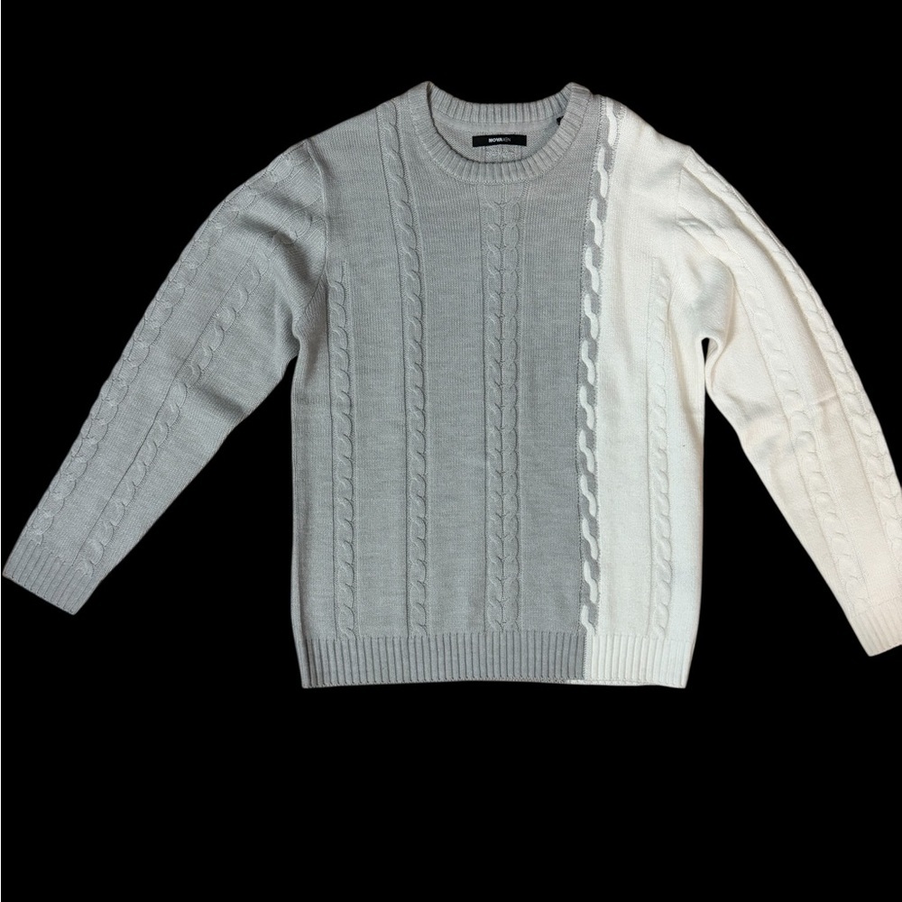 Fashion Nova Men's Two-Tone Cable Knit Sweater